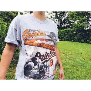 Gray/Orange Baltimore Orioles T-Shirt Baseball Tee